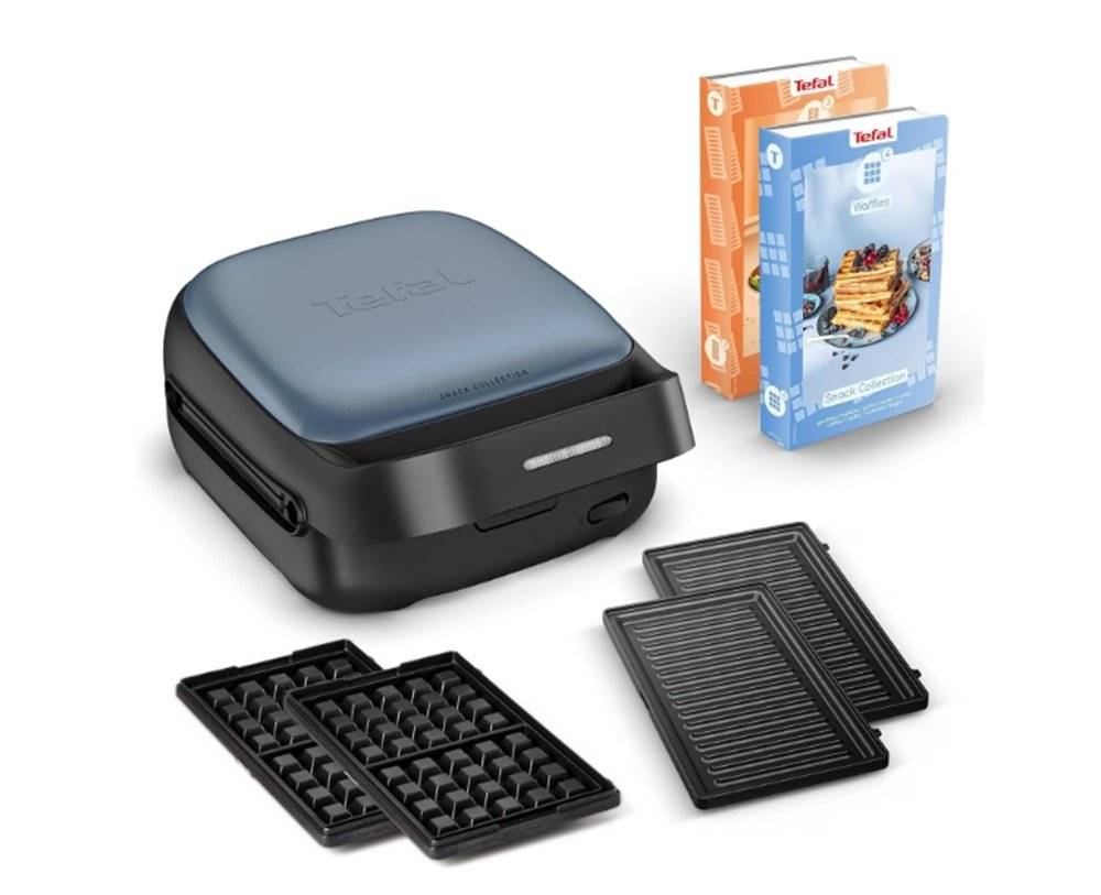Sndwich-maker Tefal Snack Collection SW8674F0, sandwich si waffle, 2 seturi de placute, acoperire anti-aderenta, Albastru (Produs resigilat fara urme de utilizare, ambalaj in stare buna, lipsa un accesoriu)