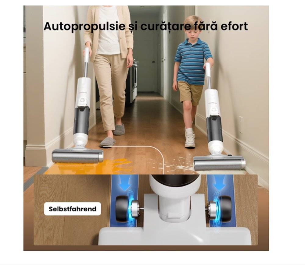 Aspirator fără fir Proscenic F10 Ultra, umed/uscat, auto-curățare, control vocal, 60 minute autonomie, (Produs in stare buna cu urme de utilizare, ambalaj in stare buna)