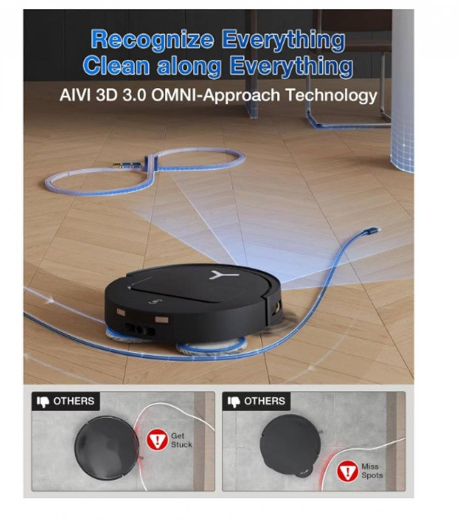 Aspirator robot ECOVACS DEEBOT T50 OMNI, 15.000 Pa, aspirare și spălare, Stație OMNI, LiDAR, 81 mm, Negru (Produs resigilat, cu urme vizibile de utilizare)