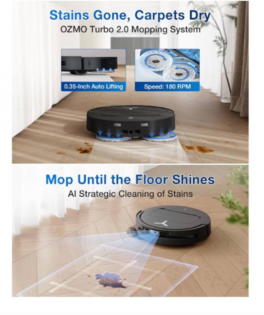 Aspirator robot ECOVACS DEEBOT T50 OMNI, 15.000 Pa, aspirare și spălare, Stație OMNI, LiDAR, 81 mm, Negru (Produs resigilat, cu urme vizibile de utilizare)
