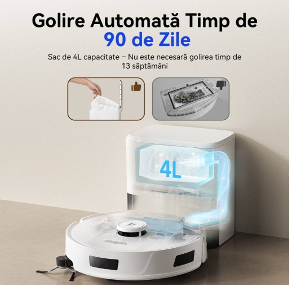 Aspirator Robot Redkey D8, 180 min, 4 L, 20000 Pa, Rezervor de apa + Colector de praf,  (Produs in stare buna cu usoare urme de utilizare, ambalaj in stare buna)