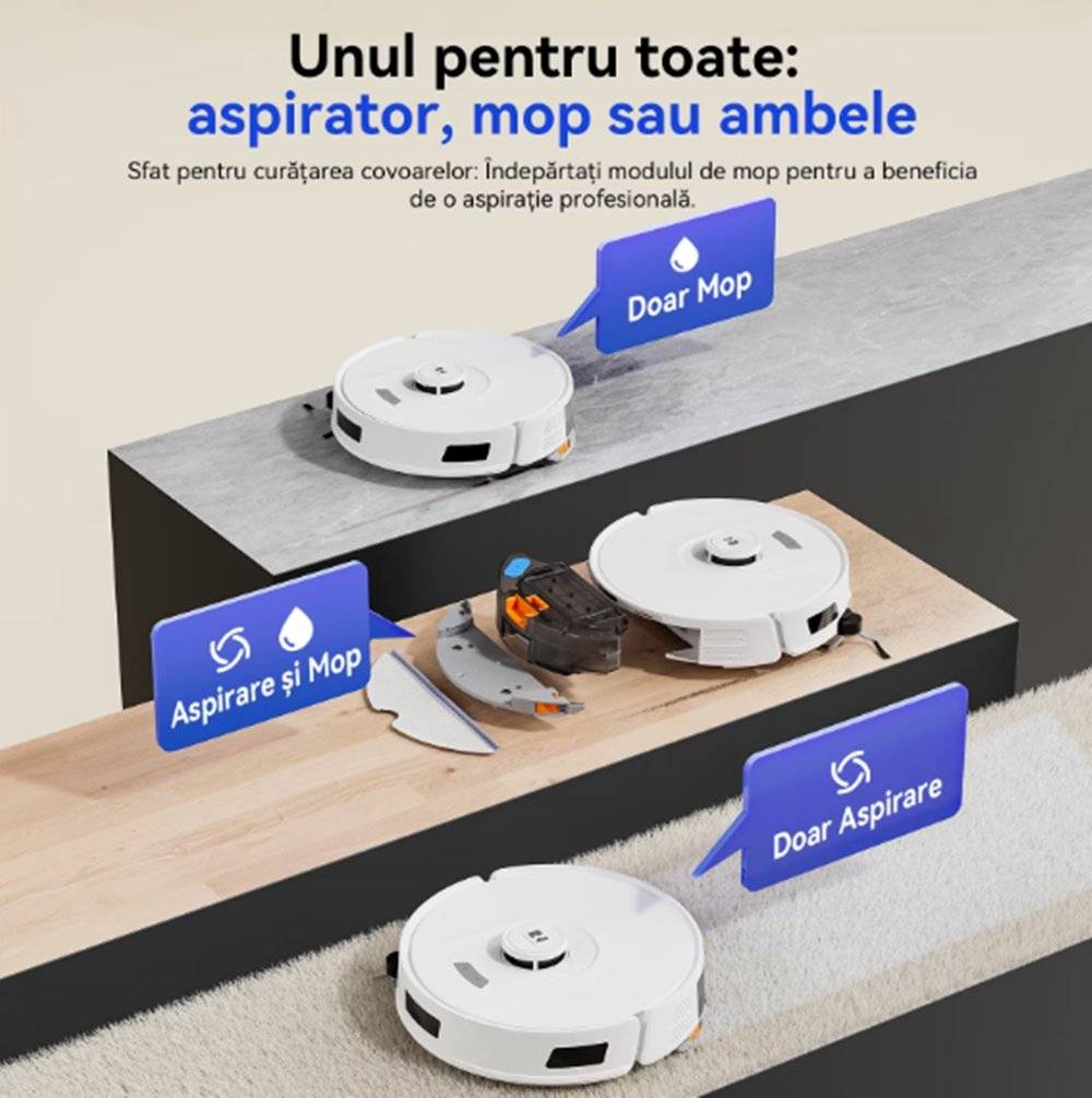Aspirator Robot Redkey D8, 180 min, 4 L, 20000 Pa, Rezervor de apa + Colector de praf,  (Produs in stare buna cu usoare urme de utilizare, ambalaj in stare buna)