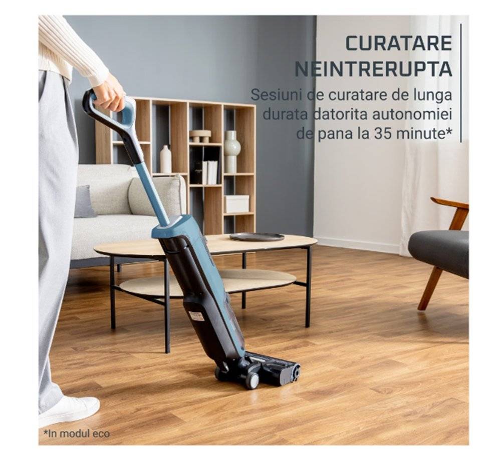 Aspirator vertical fara fir cu spalare Rowenta X-Clean 2 GZ2271E0, albastru & negru (Produs cu usoare  urme de utilizare, ambalaj in stare buna)