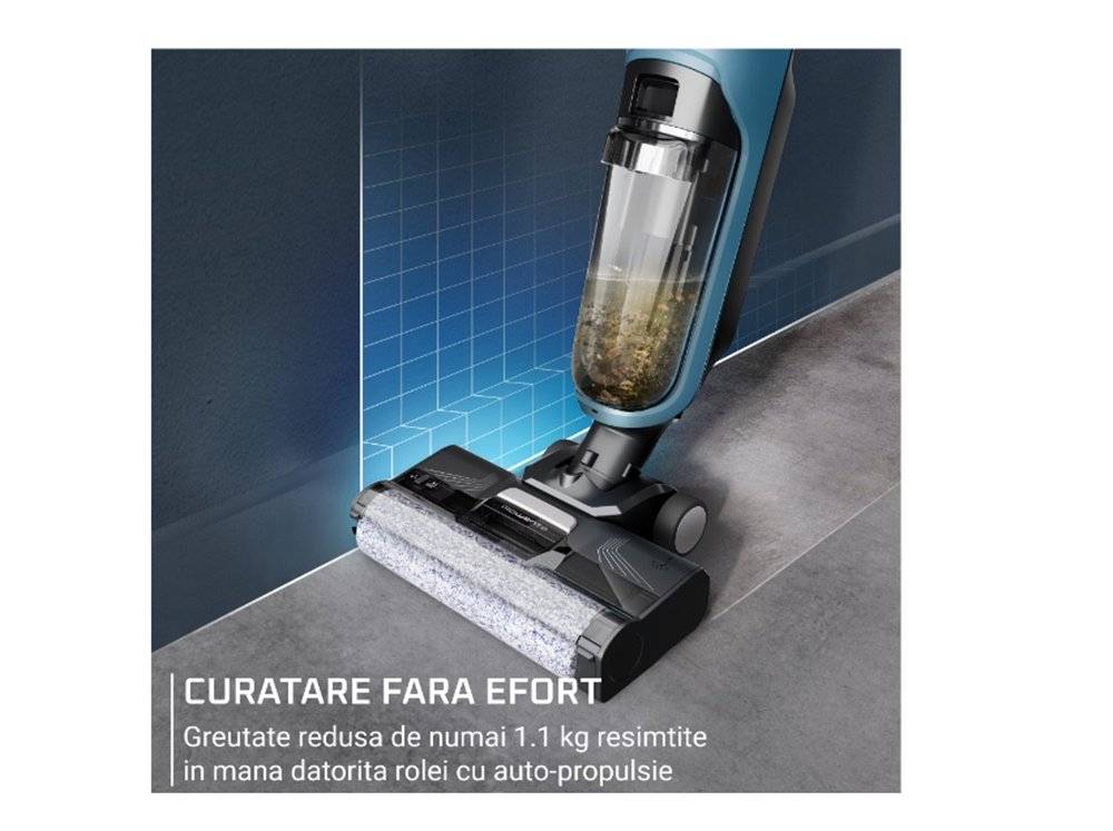 Aspirator vertical fara fir cu spalare Rowenta X-Clean 2 GZ2271E0, albastru & negru (Produs cu usoare  urme de utilizare, ambalaj in stare buna)