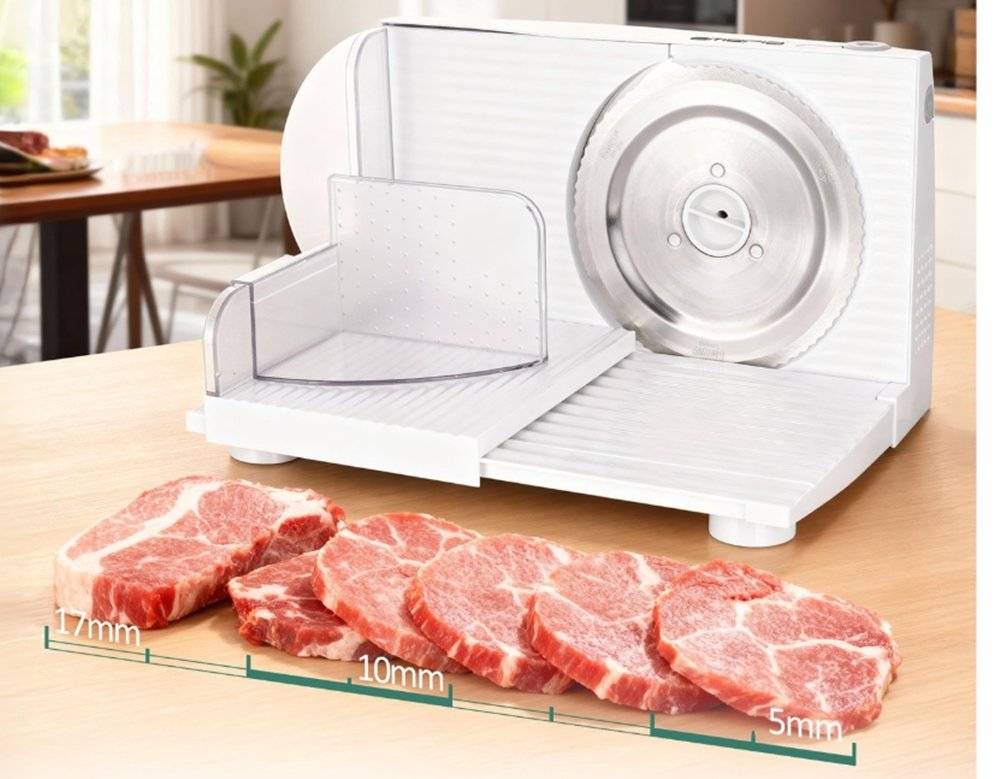 Feliator electric Emerio MS-125000, 100 W, lama inox 165 mm, grosime reglabila 0-17 mm, Alb (Produs resigilat, fara urme de utilizare, are accesoriile crapate)