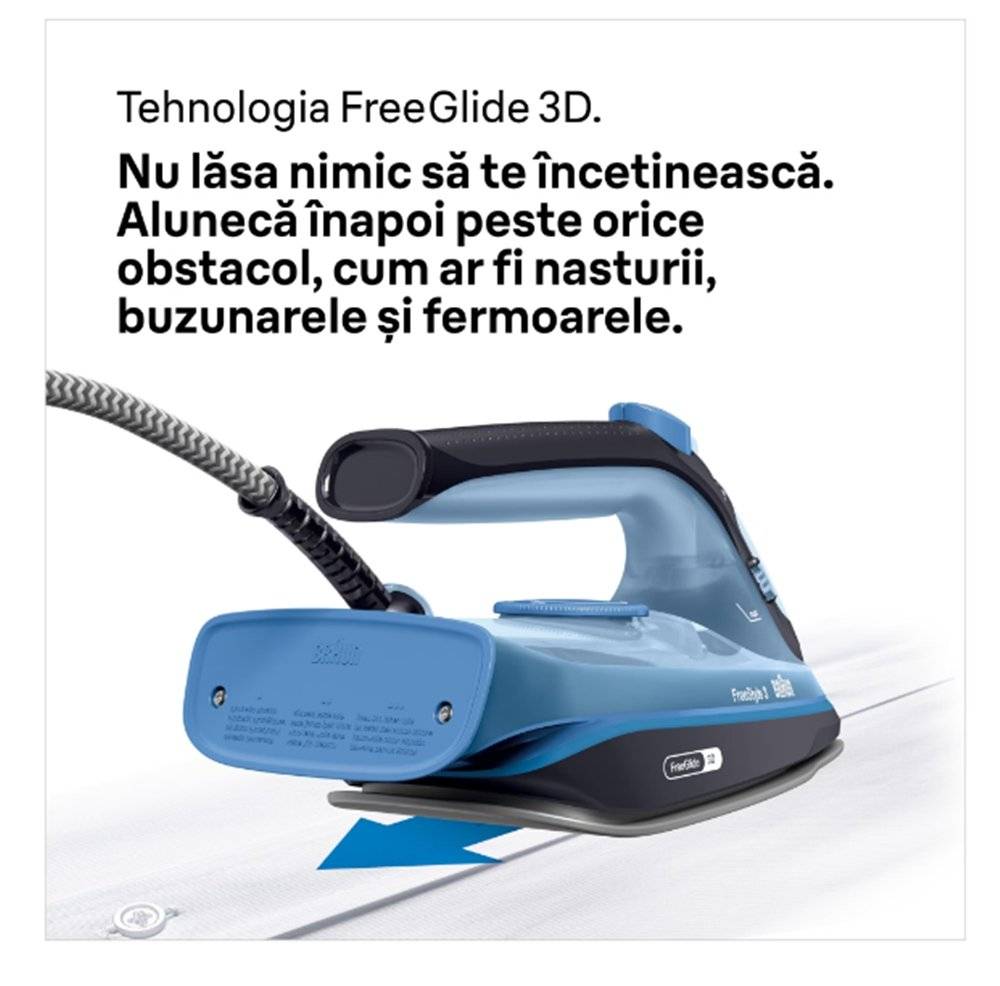 Fier de calcat Braun FreeStyle 3 FI3194BK, albastru (Produs nou fara urme de utilizare, ambalaj in stare buna)