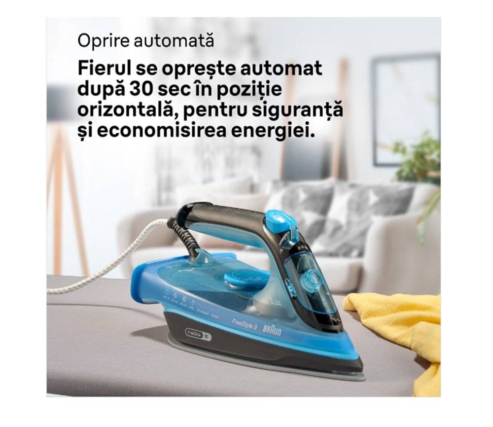 Fier de calcat Braun FreeStyle 3 FI3194BK, albastru (Produs nou fara urme de utilizare, ambalaj in stare buna)