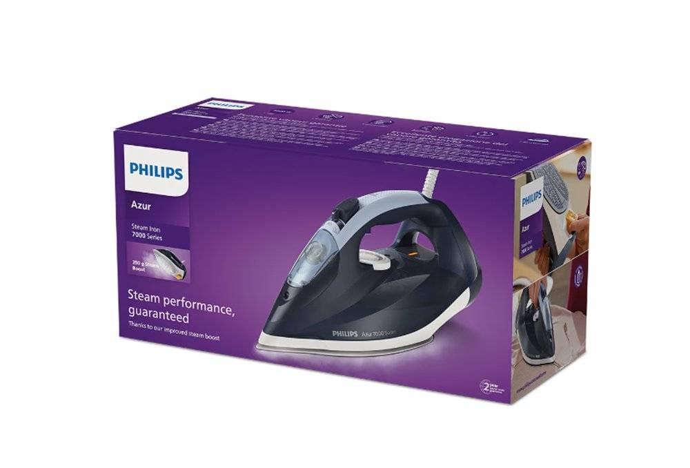 Fier de calcat Philips Azur DST7030/20, 2800W, albastru (Produs fara urme de utilizare, ambalaj in stare buna)