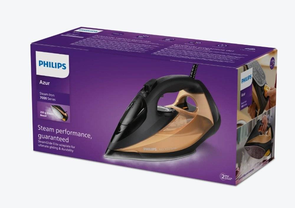 Fier de călcat cu abur HV Negru/auriu, Seria 7000, DST7040 (Produs fara urme de utilizare, ambalaj in stare buna)