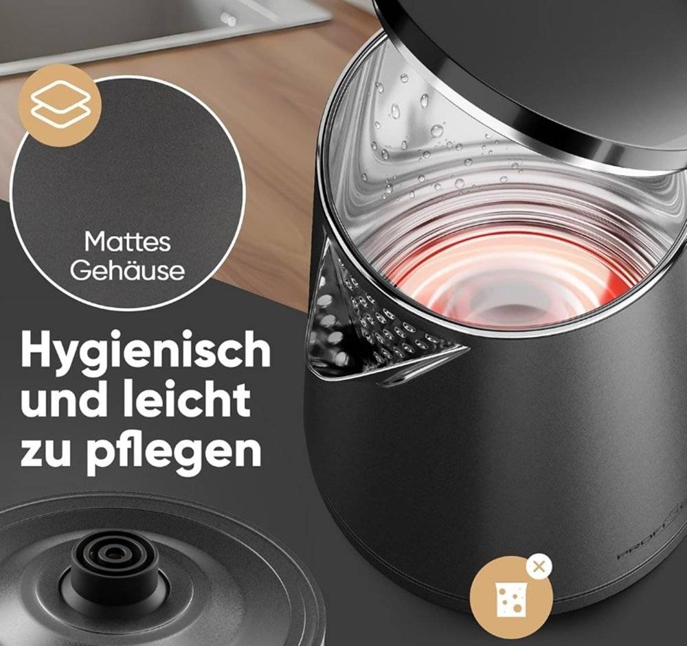 Fierbator apa ProfiCook PC WK 1290, 1.5L, 2200W, inox mat (Produs cu urme de utilizare, putin deteriorat si fara ambalaj)- poze atasate