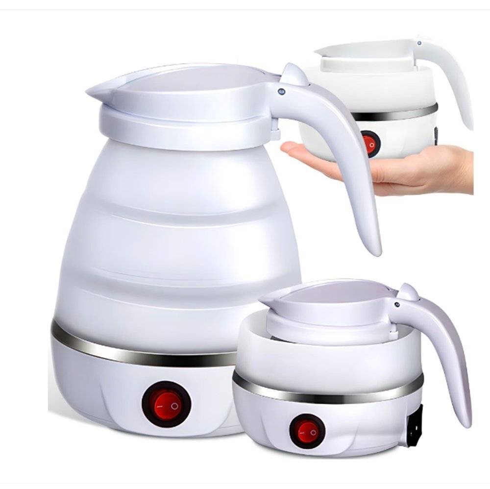 Fierbator Electric Plaibil din Silicon si INOX, Retoo, 750W, 0.5L, Cablu Detasabil, Fara BPA, Alb (Produs resigilat, nou fara urme de utilizare, fara ambalajul original)