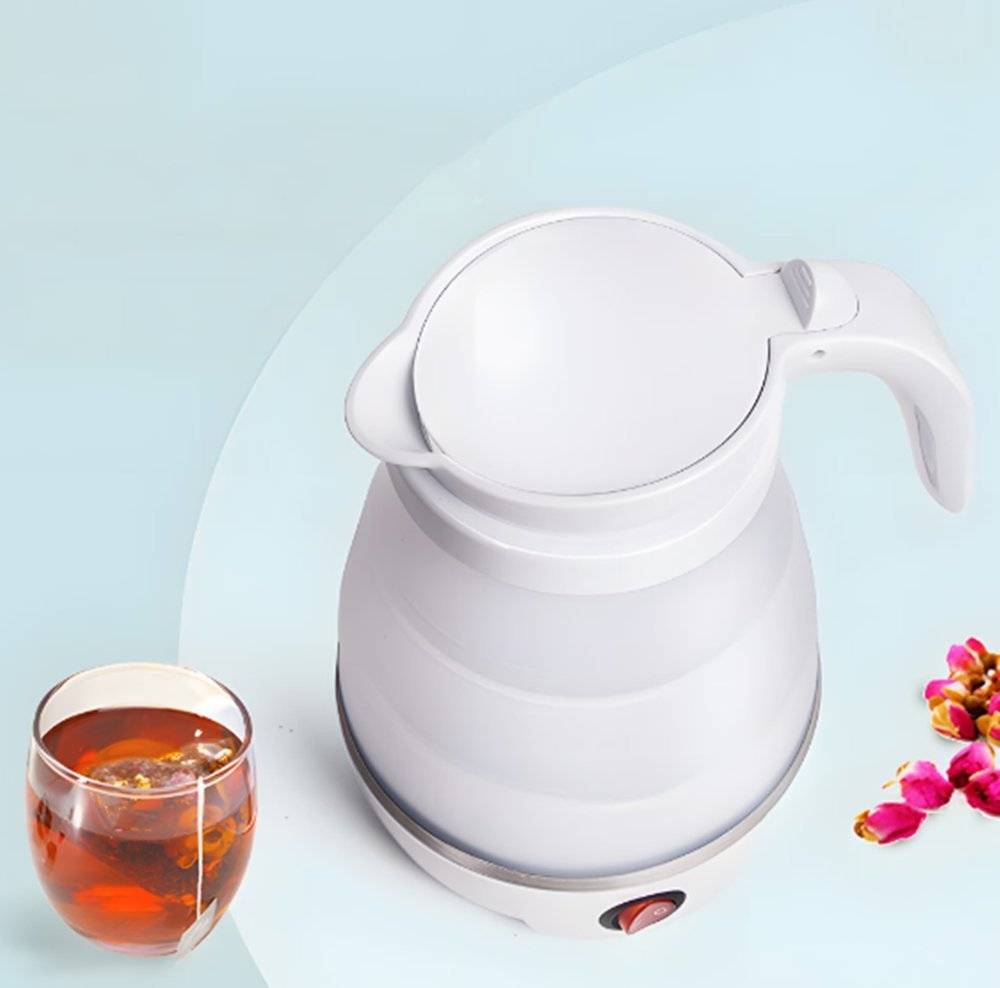 Fierbator Electric Plaibil din Silicon si INOX, Retoo, 750W, 0.5L, Cablu Detasabil, Fara BPA, Alb (Produs resigilat, nou fara urme de utilizare, fara ambalajul original)