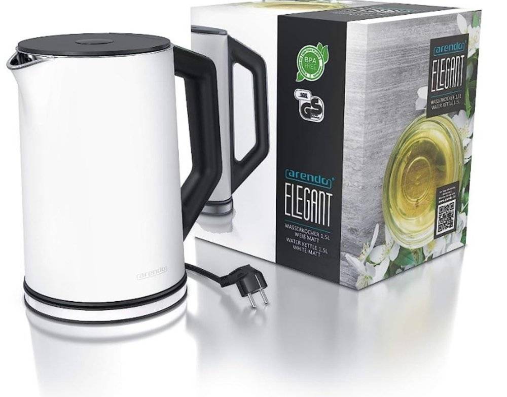 Fierbător electric Arendo Elegant 1.5L, 2200W, Temperatură reglabilă 40–100°C, Funcție Keep Warm, Alb (Produs resigilat, fără urme de utilizare)