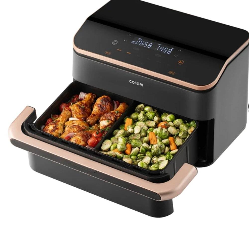 Friteuză cu Aer Cald Cosori Dual Blaze TwinFry, 10 litri (Produs resigilat, în stare bună, cu ușoare urme de utilizare.)