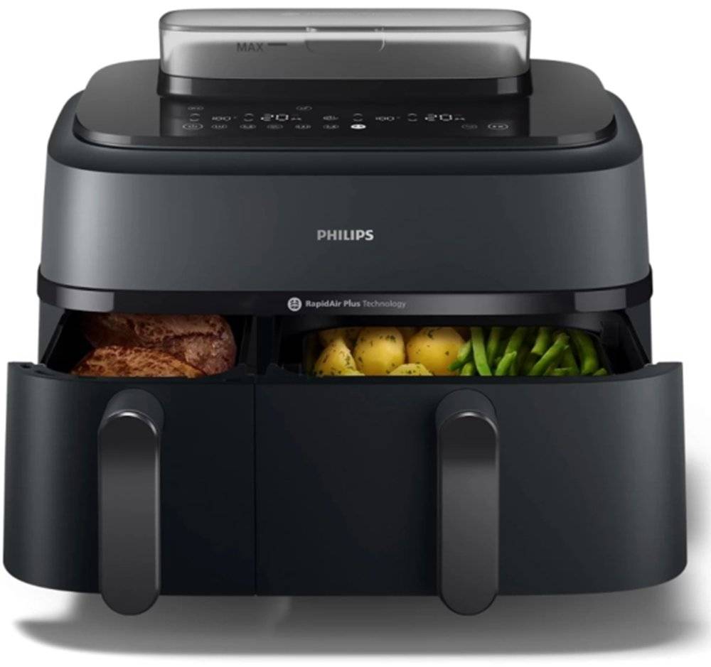 Friteuza cu aer cald dubla PHILIPS NA550/00 5000 Airfryer Negru (Produs resigilat cu urme de utilizare, in stare buna)