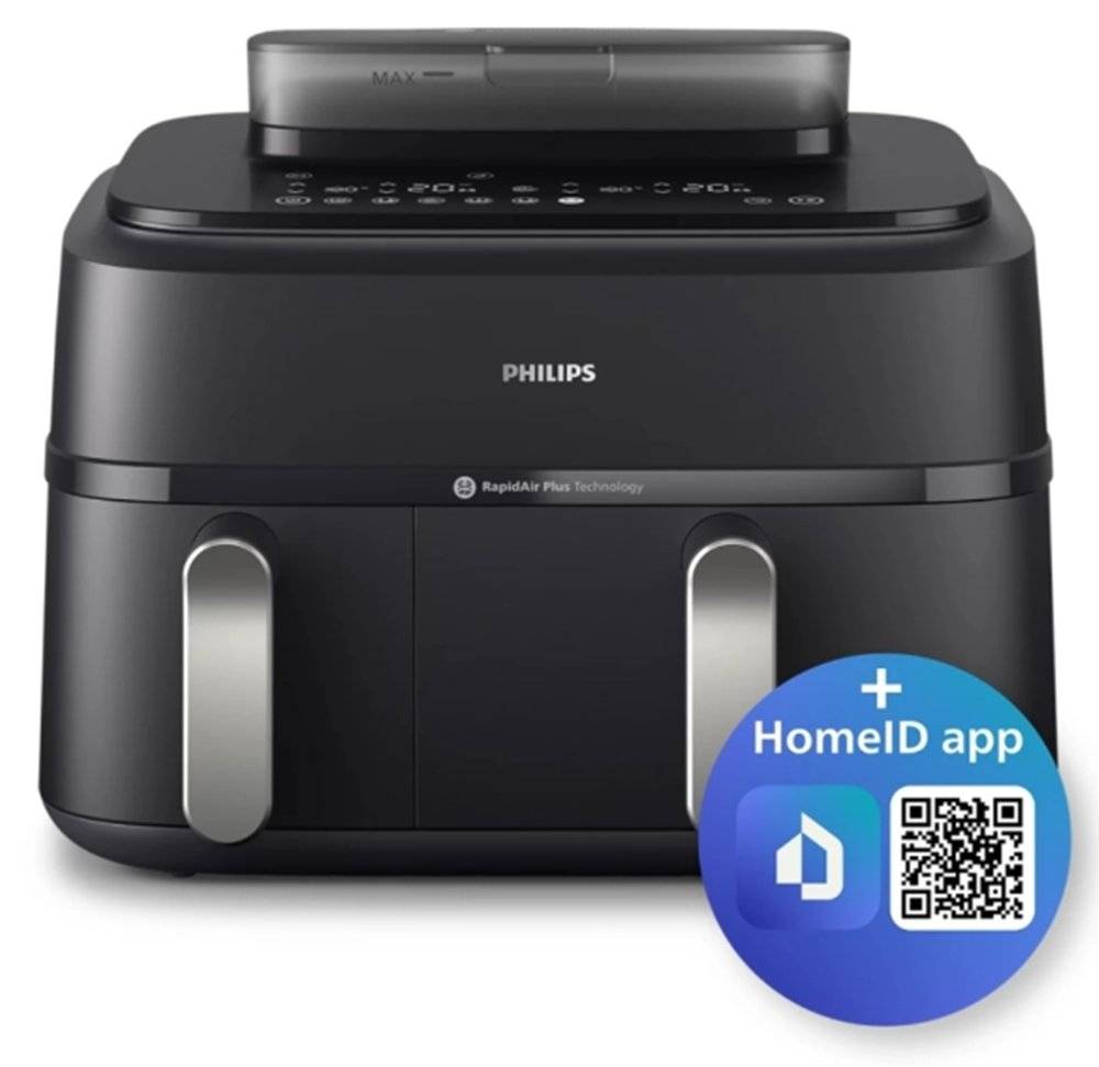 Friteuza cu aer cald dubla PHILIPS NA550/00 5000 Airfryer Negru (Produs resigilat cu urme de utilizare, in stare buna)
