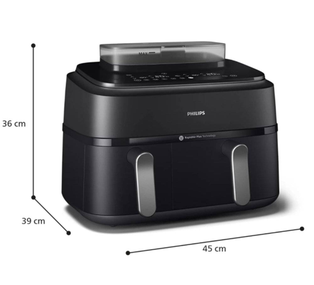 Friteuza cu aer cald dubla PHILIPS NA550/00 5000 Airfryer Negru (Produs resigilat cu urme de utilizare, in stare buna)