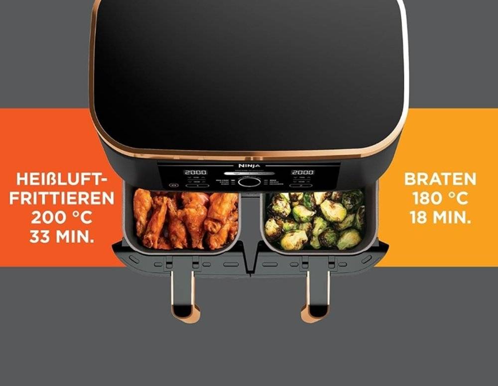 Friteuza cu aer cald Ninja Foodi MAX AF400EUCP, 9.5L, 2470W, CupruNegru (Produs resigilat, cu urme de utilizare, putin indoit si spart-vezi poze)