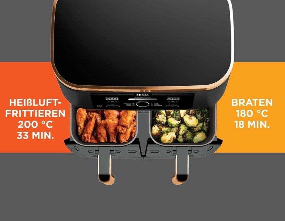 Friteuza cu aer cald Ninja Foodi MAX AF400EUCP, 9.5L, 2470W, CupruNegru (Produs resigilat, în stare bună, cu urme de utilizare)