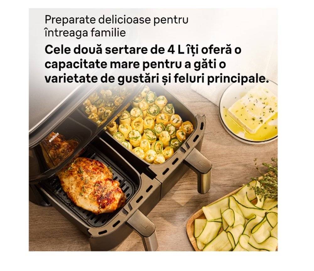Friteuza dubla cu aer cald, fara ulei, Braun TwinCook 3 TD3030IBK, negru (Produs nou fara urme de utilizare, ambalaj in stare buna)