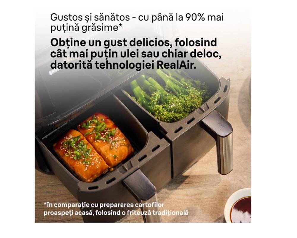 Friteuza dubla cu aer cald, fara ulei, Braun TwinCook 3 TD3030IBK, negru (Produs nou fara urme de utilizare, ambalaj in stare buna)