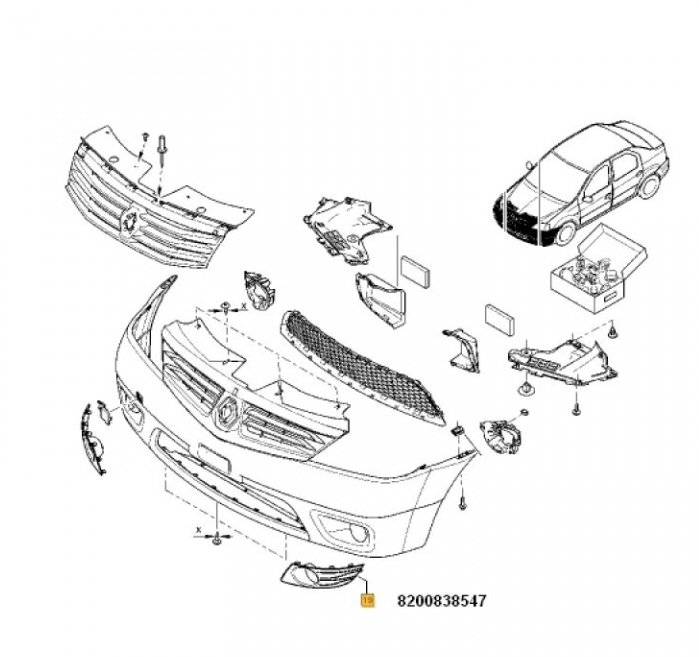 Grila ornament bara fata stanga Dacia Logan 1 2008-2012 8200838547