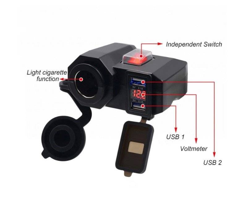 Mufa bricheta moto cu USB si voltmetru BMG