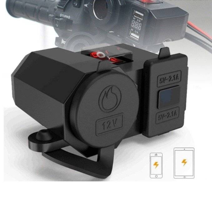 Mufa bricheta moto cu USB si voltmetru BMG