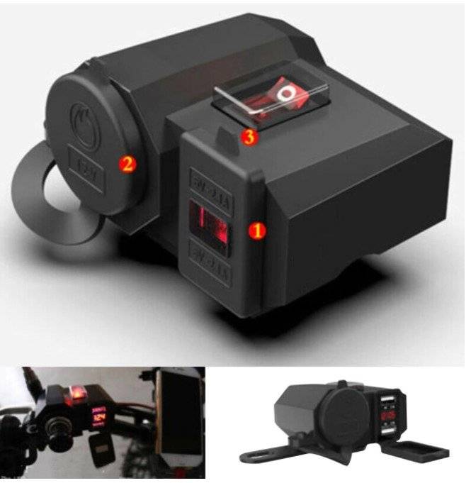 Mufa bricheta moto cu USB si voltmetru BMG