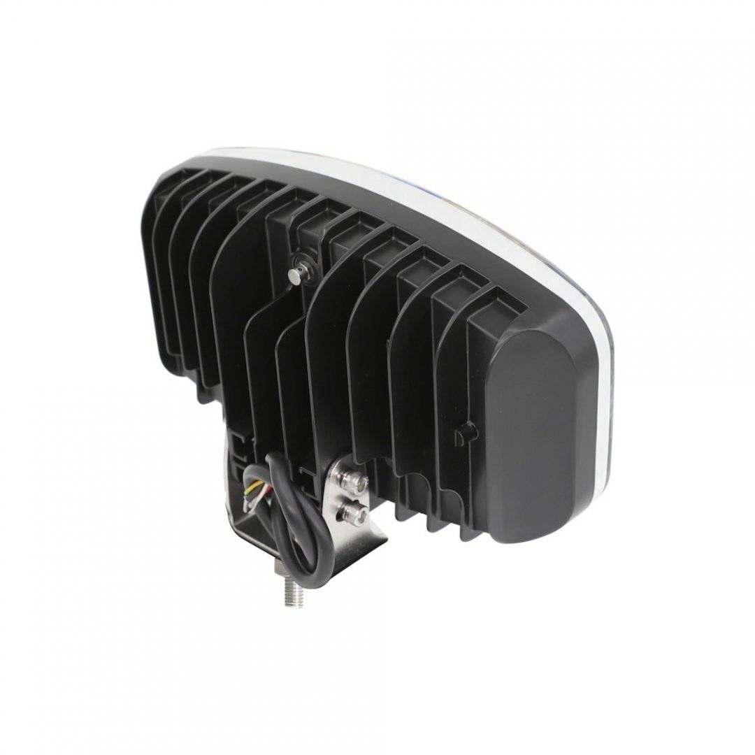 Proiector LED auto 2 faze cu DRL alb si portocaliu, 12V 24V 55W omologare E9