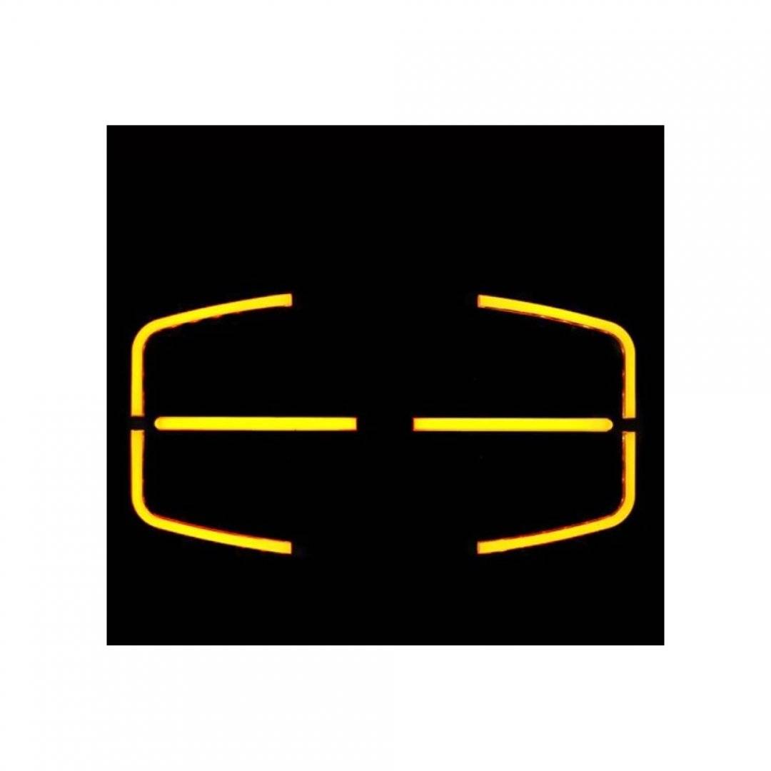 Proiector LED auto 2 faze cu DRL alb si portocaliu, 12V 24V 75W omologare E9