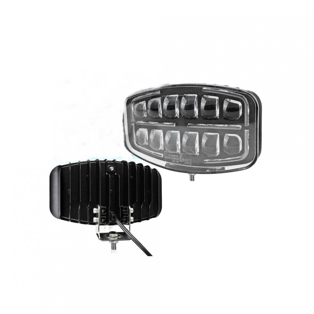 Proiector LED auto 2 faze cu DRL alb si portocaliu, 12V 24V 75W omologare E9