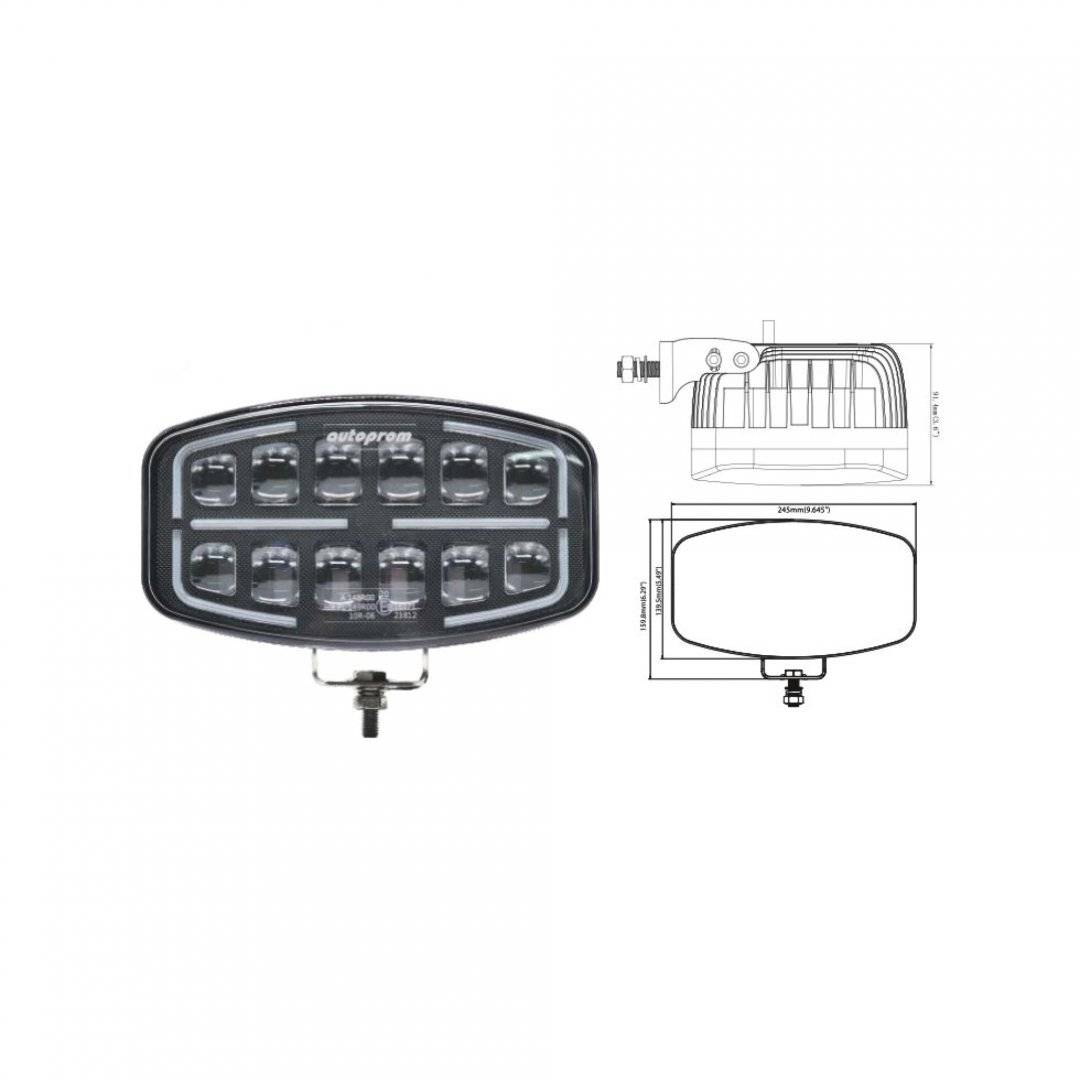 Proiector LED auto 2 faze cu DRL alb si portocaliu, 12V 24V 75W omologare E9