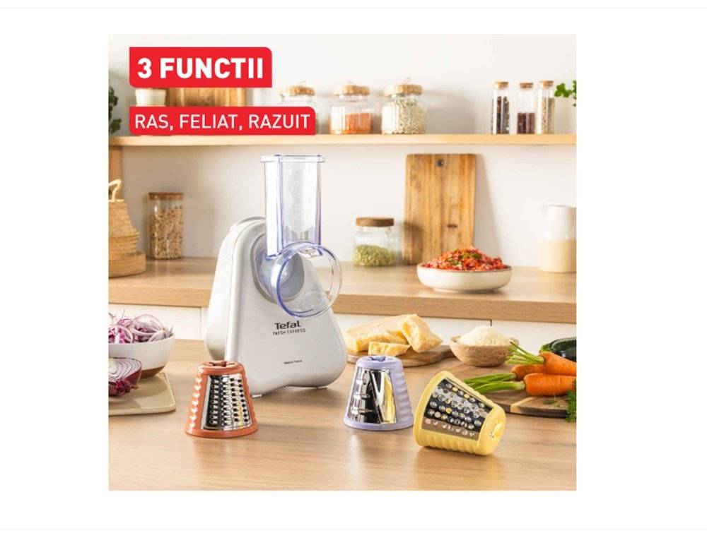 Razatoare electrica Tefal Fresh Express DN853BE0, 150W, 3 in 1, gri (Produs fara urme de utilizare, ambalaj in stare buna)