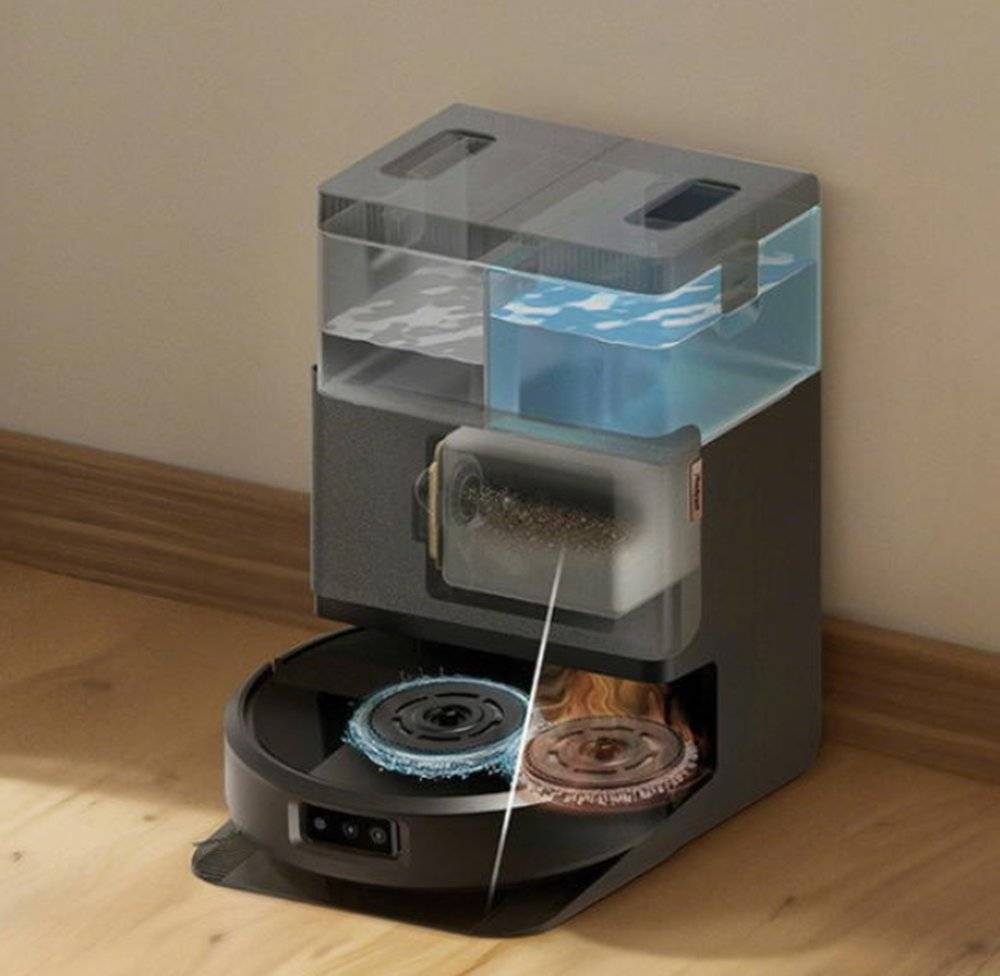 Robot aspirator iRobot Roomba Plus 505 Combo + Stație AutoWash, N185040, aspirare și spălare, LiDAR, Negru (Produs resigilat, cu urme vizibile de utilizare)