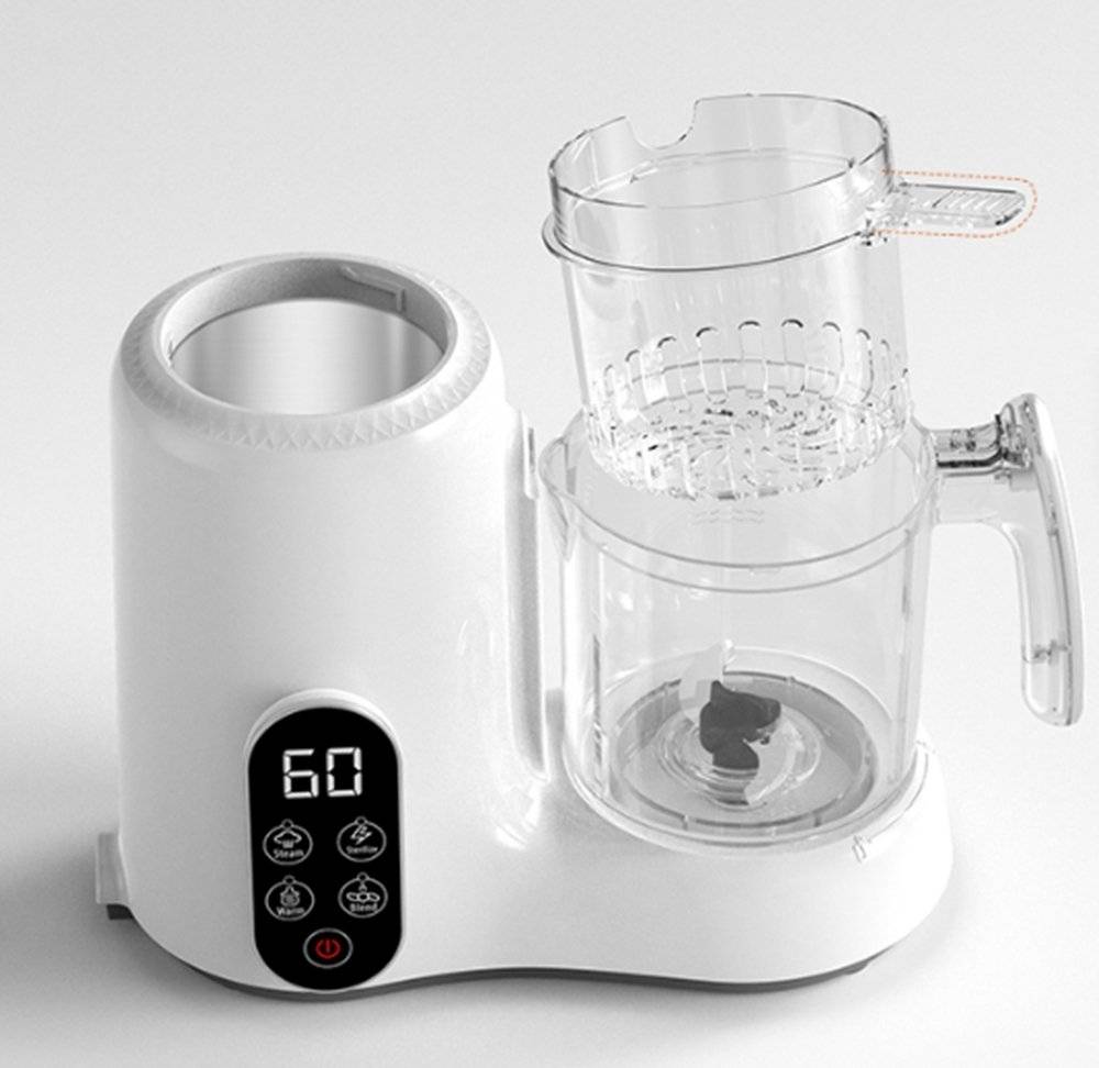 Robot pentru prepararea hranei bebelușilor BAPHIYA BFP-5800E, 7 în 1, Gătire la abur, Blender, Sterilizare, Recipient 600 ml (Produs resigilat, cu urme vizibile de utilizare)