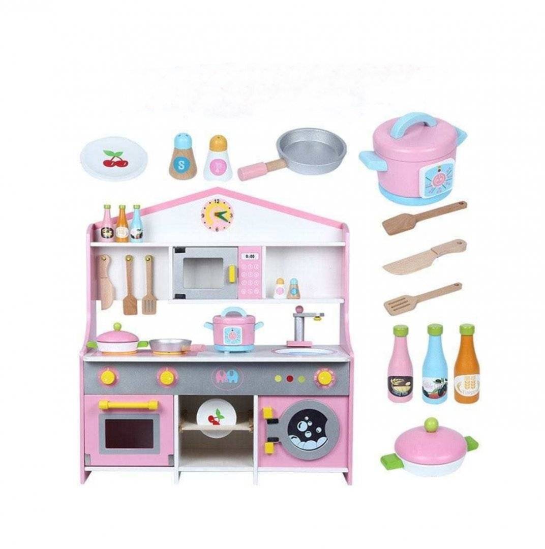 Set de bucatarie OMC din lemn, 62 x 23 x 68 cm, Multicolor (PRODUS RESIGILAT- LIPSA UN ACCESORIU)