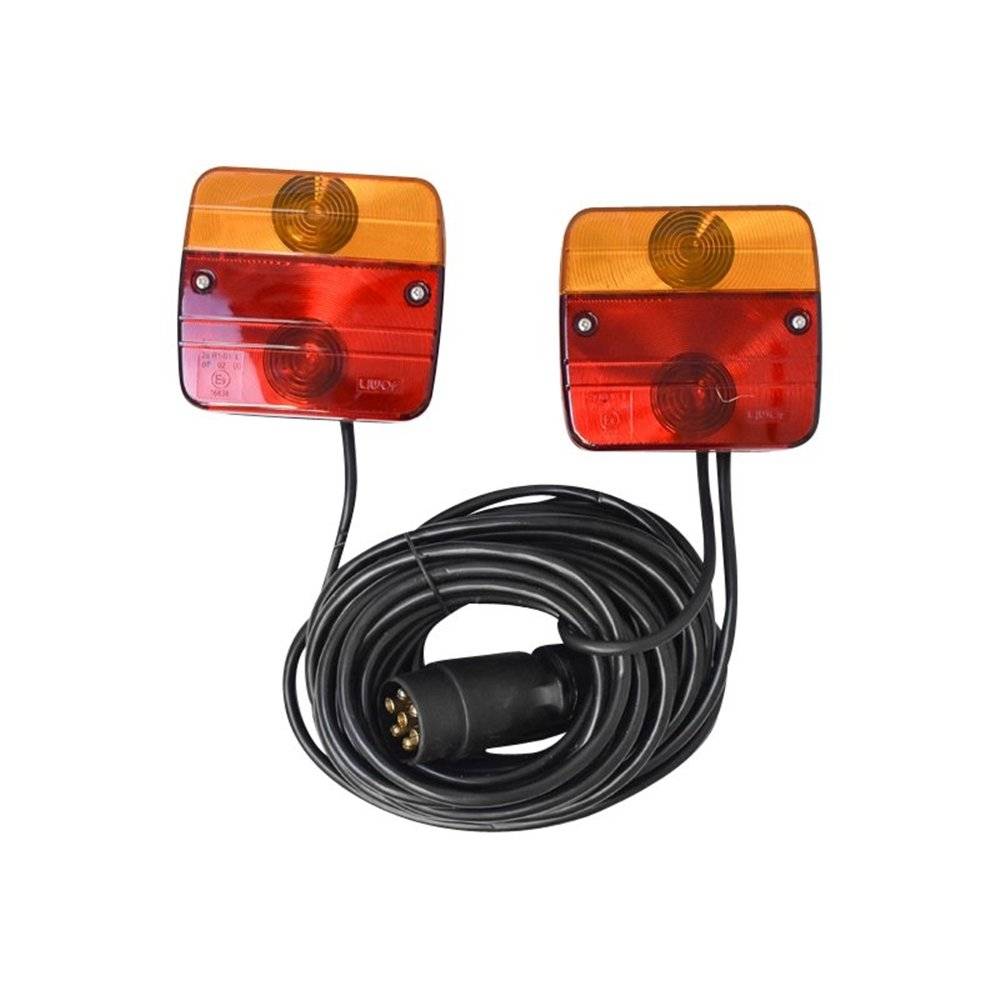 Set lampi magnetice pentru remorca, fisa 7 pini, cablu intre stopuri de 2.5m, cablu fisa 7.5m 12V OMC