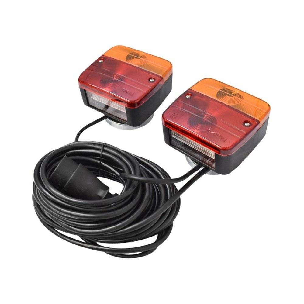 Set lampi magnetice pentru remorca, fisa 7 pini, cablu intre stopuri de 2.5m, cablu fisa 7.5m 12V OMC