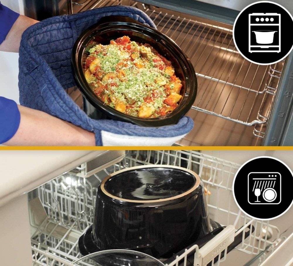 Slow cooker Crock-Pot CSC061X, 2,4l, ceramic, negru, 23x23x29,5cm (Produs fara urme de utilizare, ambalaj in stare buna)
