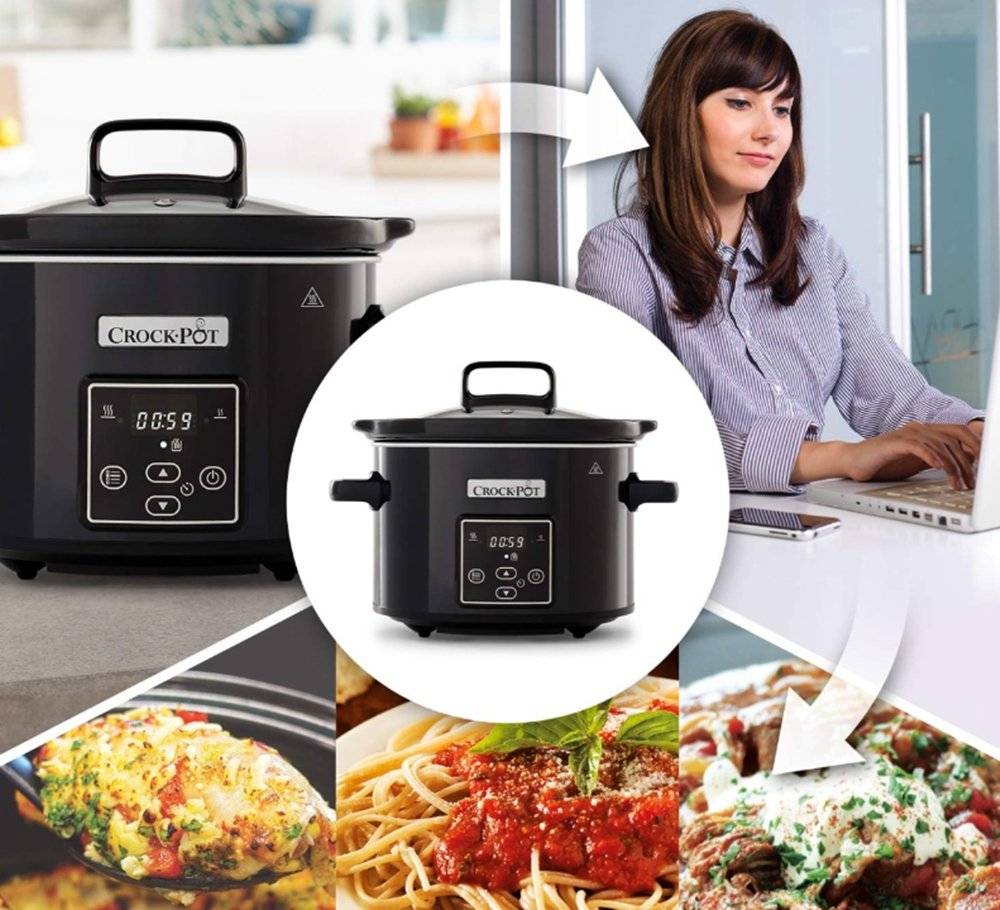 Slow cooker Crock-Pot CSC061X, 2,4l, ceramic, negru, 23x23x29,5cm (Produs fara urme de utilizare, ambalaj in stare buna)