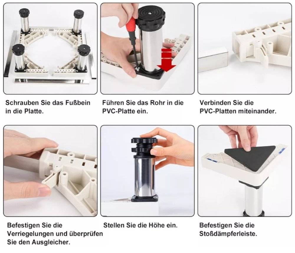 Suport reglabil DEWEL JS-DJ-057-FG-15CM pentru mașină de spălat și uscător – Oțel inoxidabil, 250 kg (Produs nou fara urme de utilizare, ambalaj in stare buna)