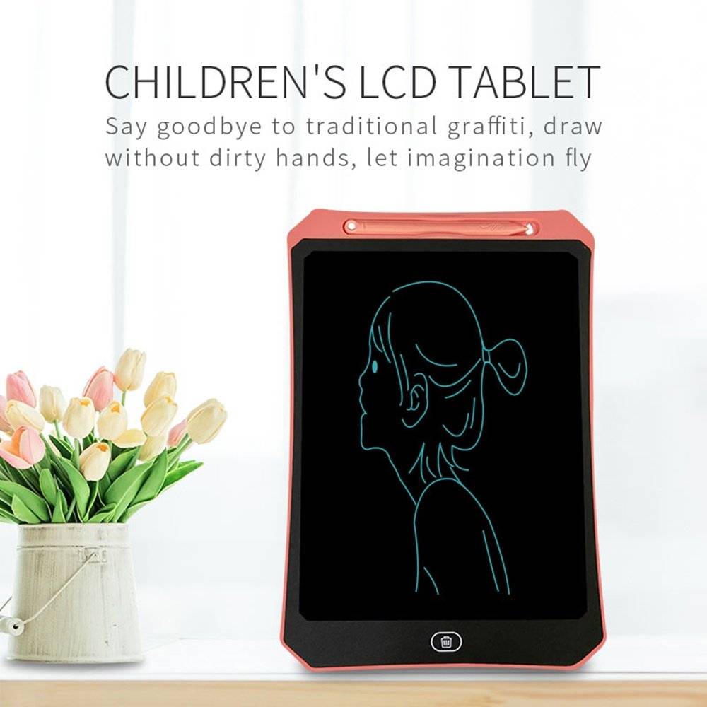 Tableta digitala 12 inch cu pix, pentru scris si colorat cu ecran LCD, baterie inclusa, rosu BMG