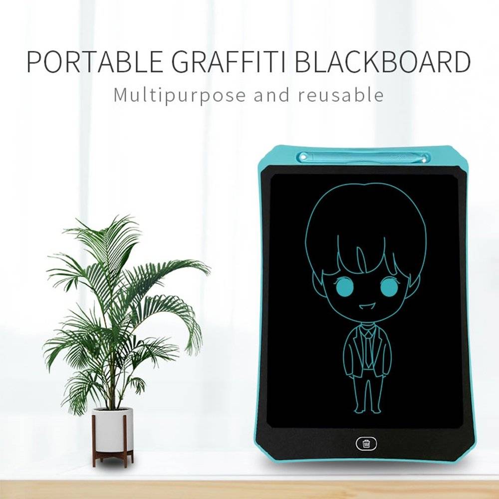 Tableta digitala 12 inch cu pix, pentru scris si colorat cu ecran LCD, baterie inclusa, turcoaz OMC