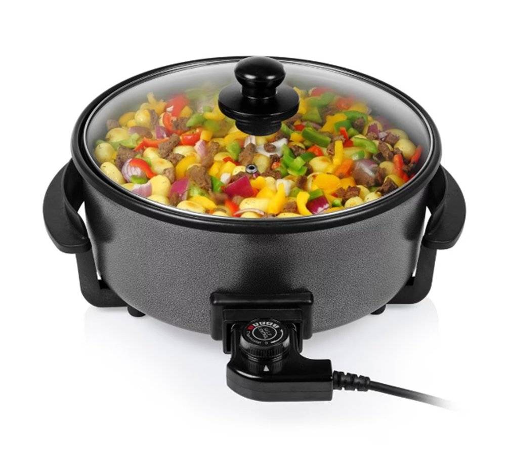 Tigaie grill multifunctionala Tristar PZ-9135, 30cm, 1500W, cu capac, negru (Produs nou fara urme de utilizare, ambalaj in stare buna)