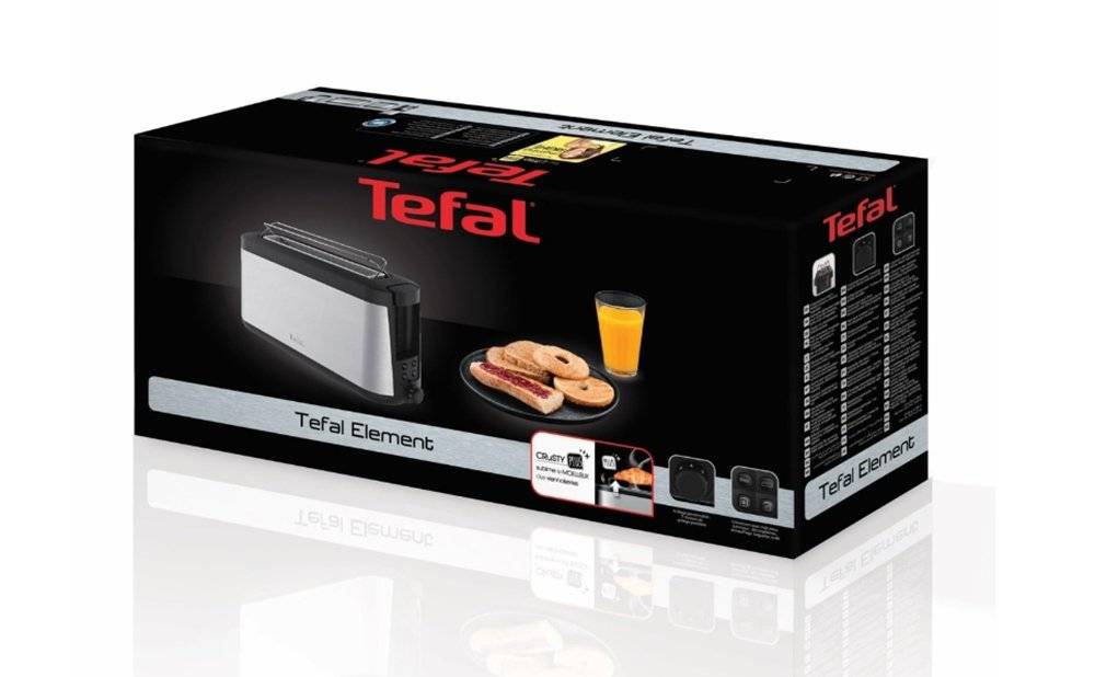 Toaster Tefal Element TL430811, Inox/Negru, 4 functii, brat de ridicare (Produs resigilat, fara urme de utilizare)