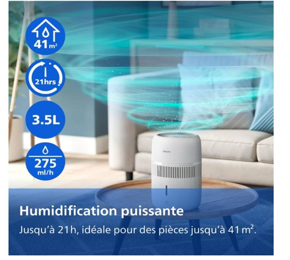 Umidificator de aer Philips Seria 4000, 3.5 L, 275 ml/h, senzor de umiditate, funcționare silențioasă, alb (Produs in stare buna fara urme de utilizare, ambalaj in stare buna)