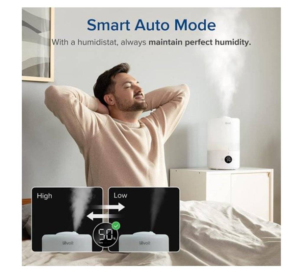 Umidificator inteligent Levoit Dual 200S 3L 19dB senzor umiditate alb (Produs fara urme de utilizare, ambalaj in stare buna)