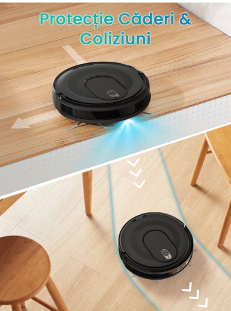 Vactidy W7 Robot aspirator 3-in-1 cu functie de stergere, 4000Pa/120Min Robot aspirator pentru covoare, par de animale, (Produs resigilat, cu usoare urme de utilizare,lipsa telecomanda)