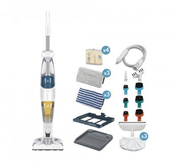 Aspirator vertical cu abur Rowenta RY8561WH Clean & Steam Multi,RY8561WH, Alb/Albastru (Produs nou fara urme de utilizare, ambalaj in stare buna)